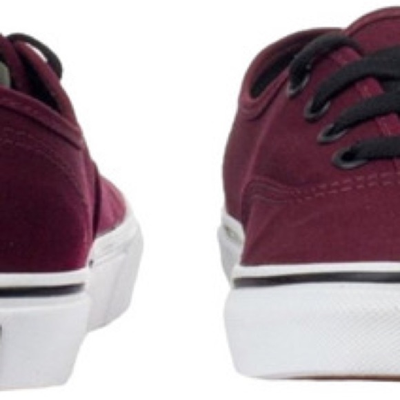 Vans Maroon Canvas Shoes with Black Accents - Picture 3 of 6